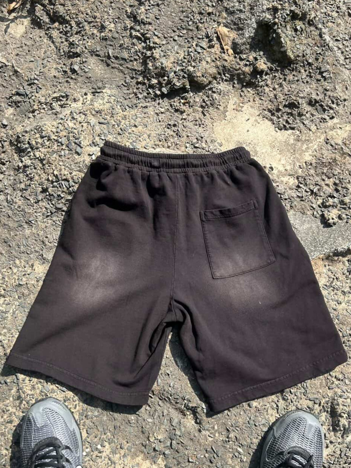 Black "Be Yourself" Washed Shorts