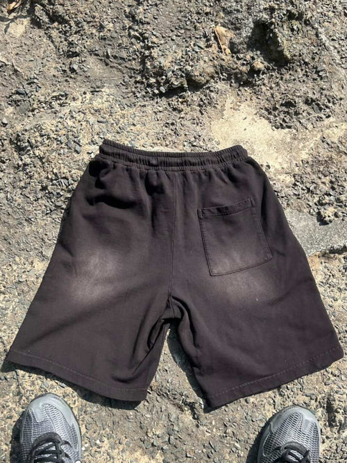 Black "Be Yourself" Washed Shorts