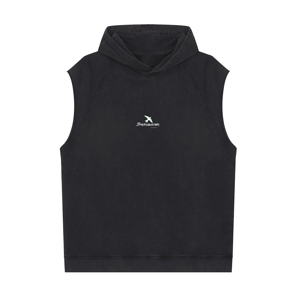 Black "Be Yourself" Sleeveless Hoodie